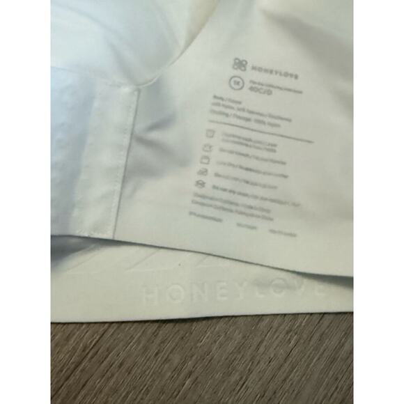 Honeylove V-Neck Bra 40C/D 1X White Wireless Sculpting Support Stretch - Picture 3 of 10